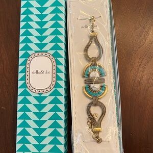 Stella & Dot Totem Gold and Turquoise Bracelet NEW IN BOX
